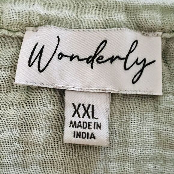 Wonderly Sage Green 100% Cotton Flowy Lightweight Blouse Made in India -Plus XXL - Picture 7 of 8